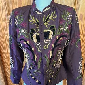 Embroidered Silk Dusky Plum Jacket